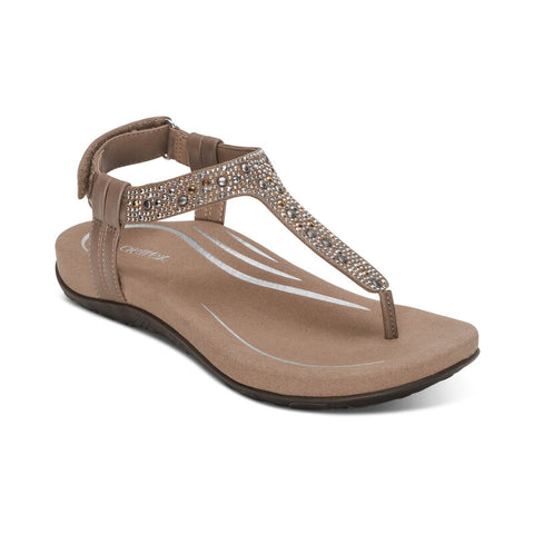 Marni Toe Post Walking Sandal in Taupe Sparkle