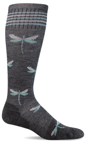 Dragonfly Moderate Graduated Compression Socks in Charcoal Shimmer
