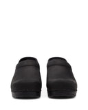 The Professional Narrow Clog in Black Oiled Leather