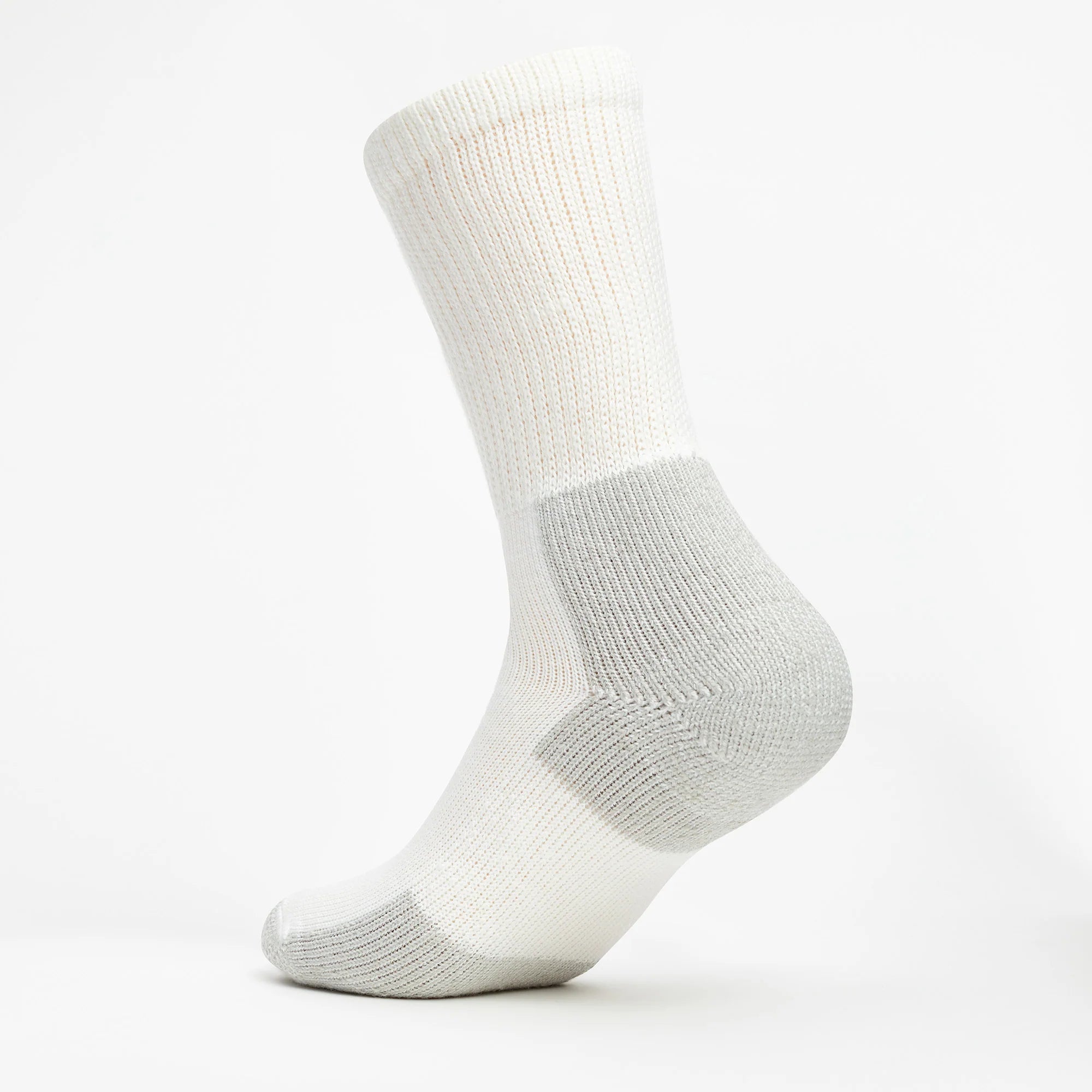 Unisex Maximum Padding Running Crew Sock in White and Platinum