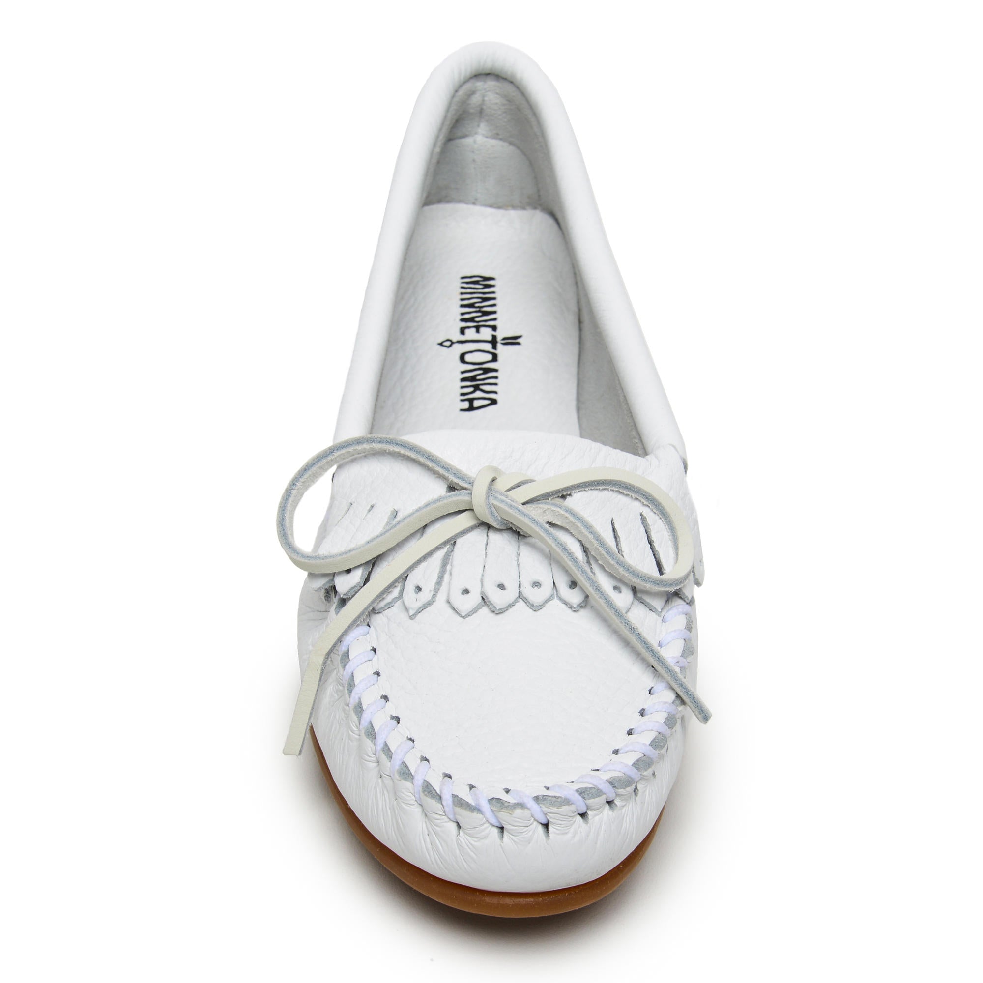 Women's Deerskin Kilty Moccasin in White