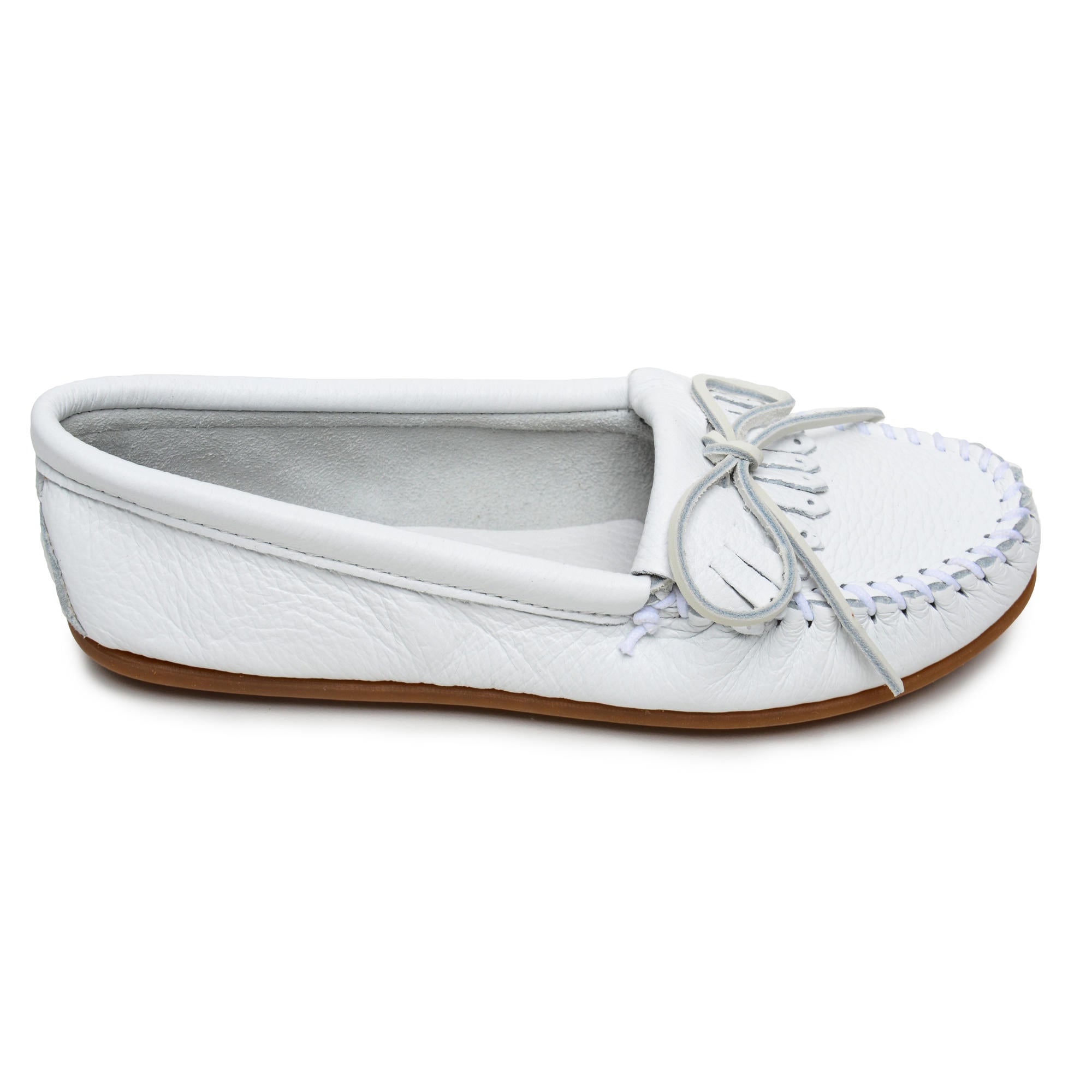 Women's Deerskin Kilty Moccasin in White