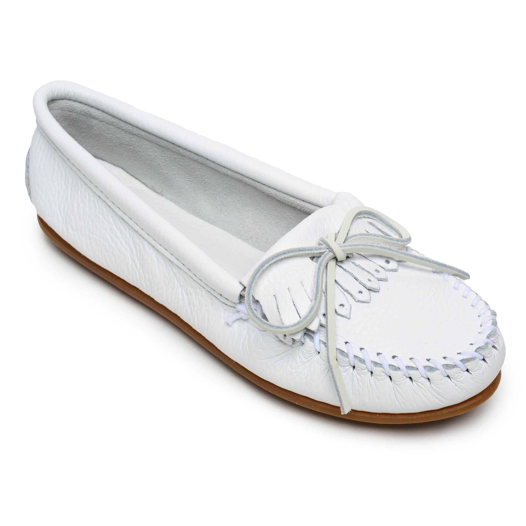 Women's Deerskin Kilty Moccasin in White