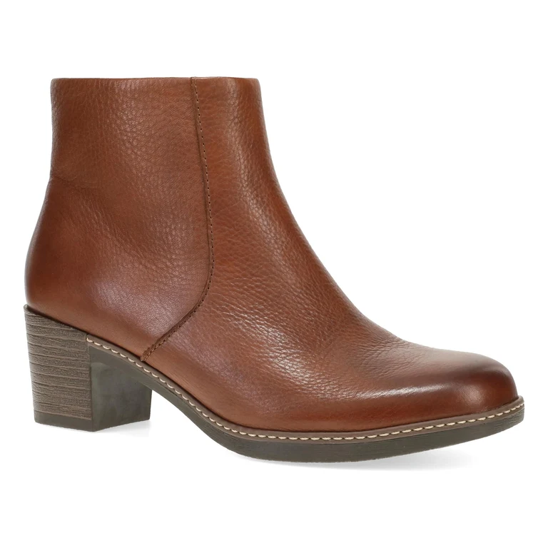 Meryll Sleek Stacked Heel Boot in Brown