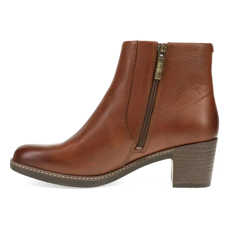 Meryll Sleek Stacked Heel Boot in Brown
