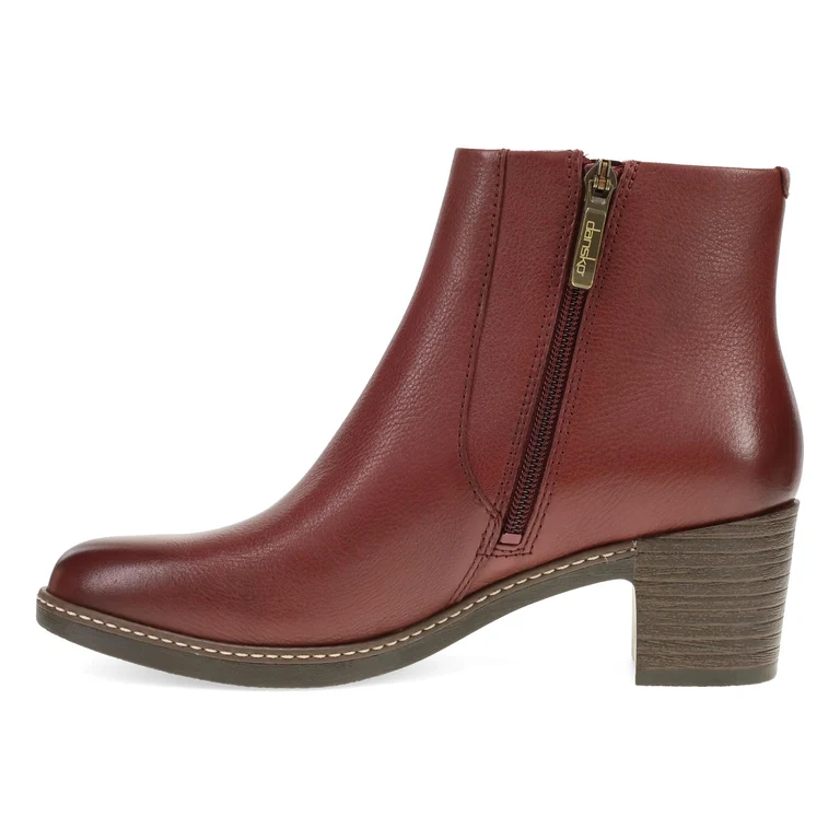 Meryll Sleek Stacked Heel Boot in Sangria