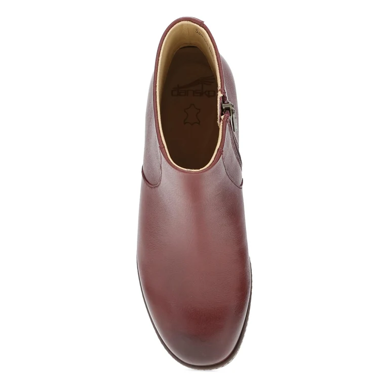 Meryll Sleek Stacked Heel Boot in Sangria