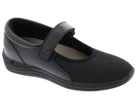 Women's Magnolia Mary Jane WIDE in Black Leather/ Stretch