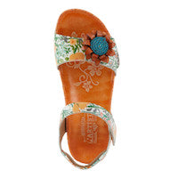 Gladystee Leather Ankle Strap in Orange Multi