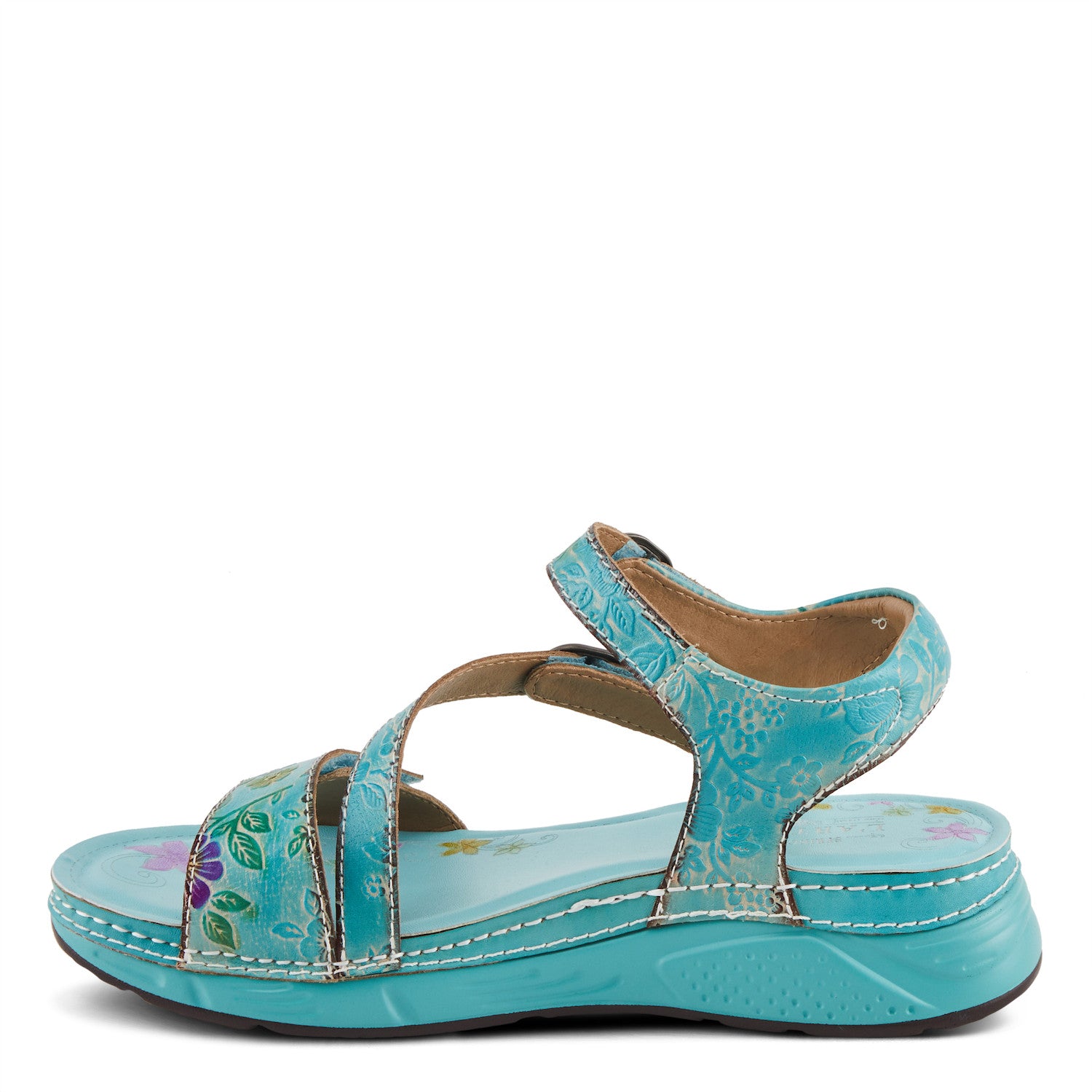 Anneka Refreshing Tri-Strap adjustable sandal in Sky Blue Multi