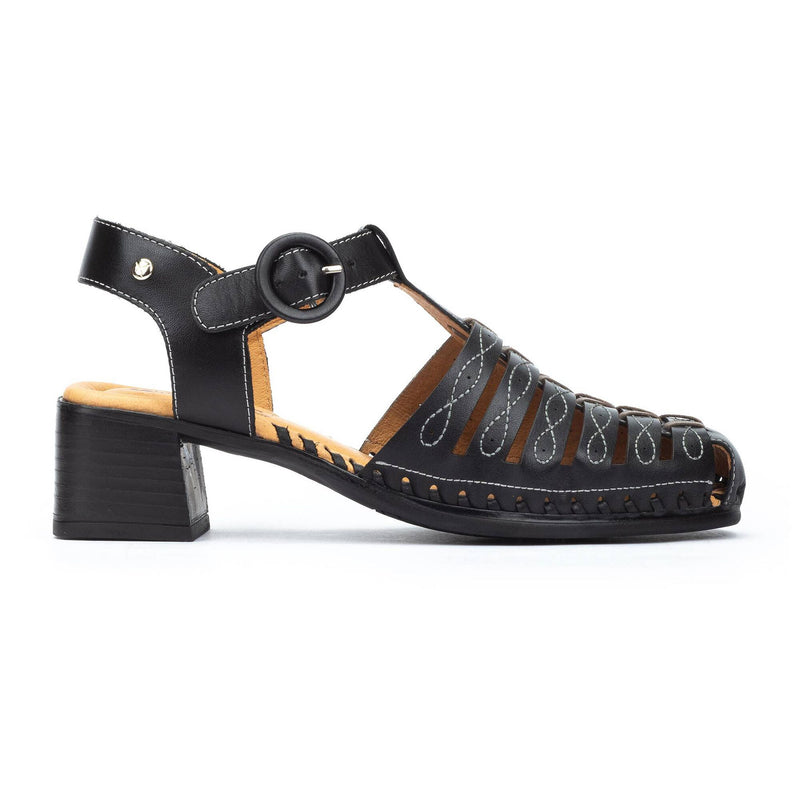 Romana Leather Fisherwoman with Heel in Black
