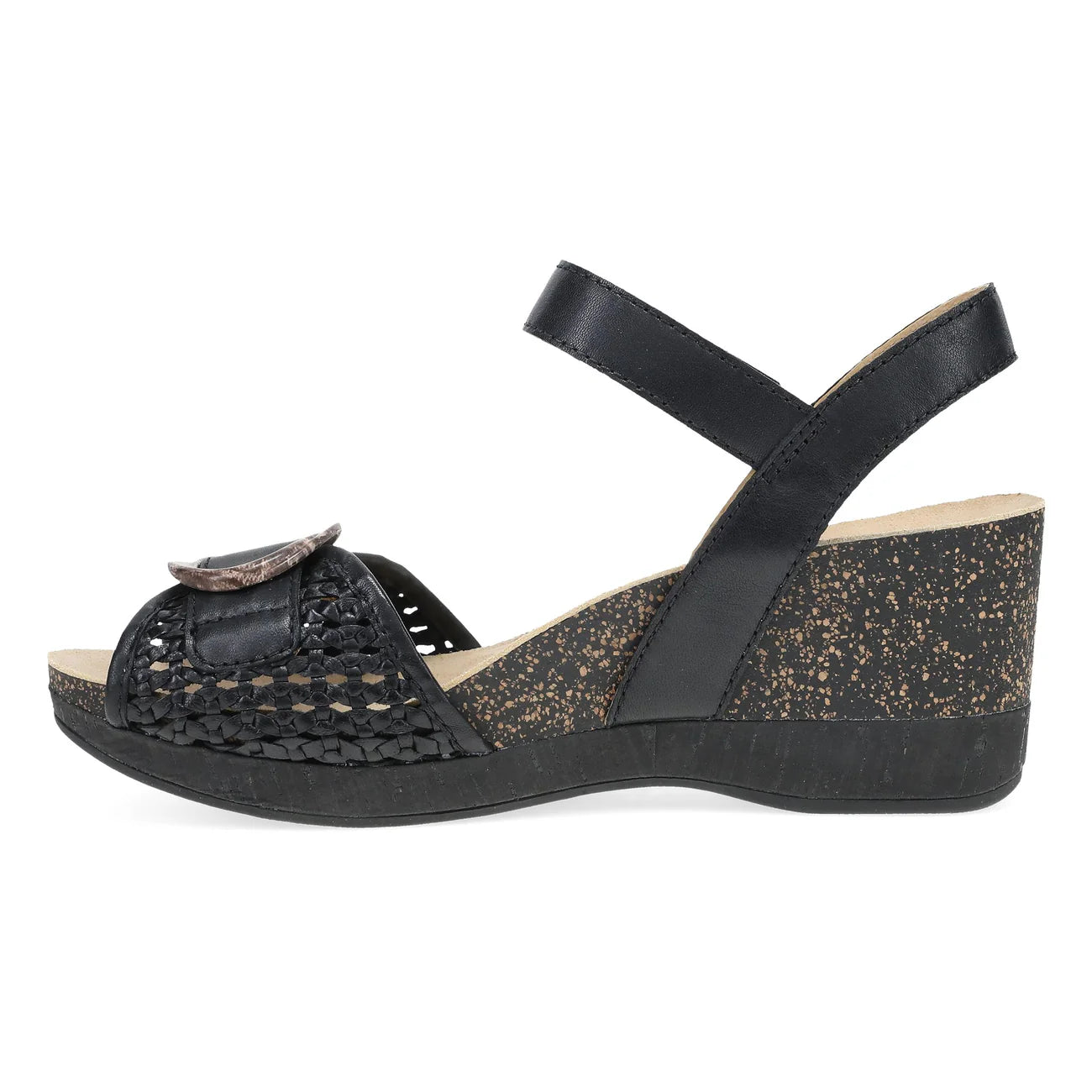 Stella Woven Wedge Sandal in Black