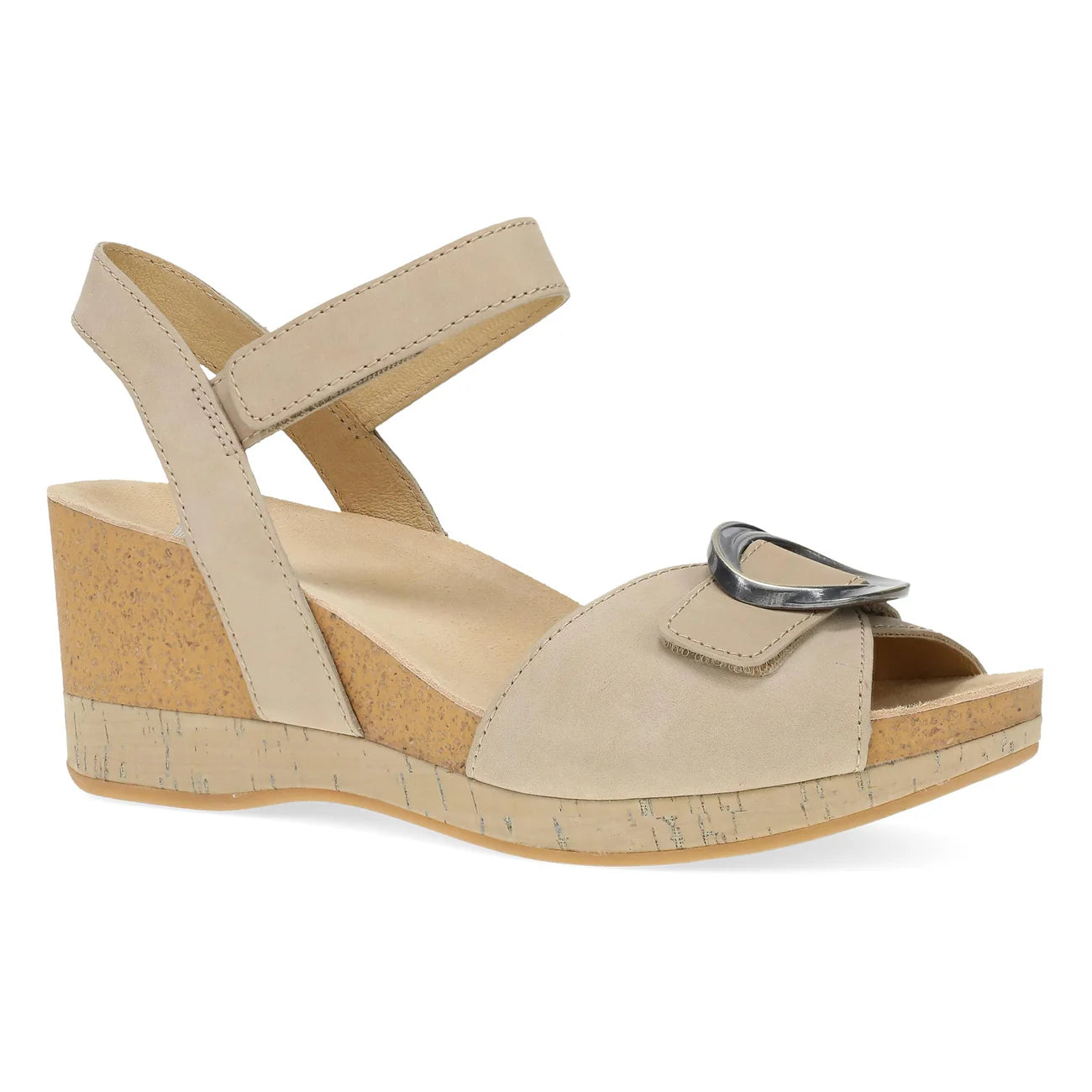 Stella Leather Nubuck Wedge Sandal in Sand