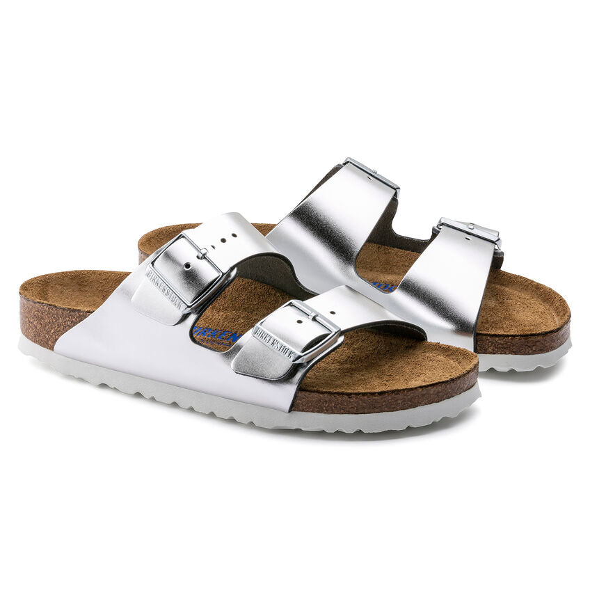 Arizona Soft Footbed Sandal in Silver