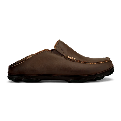 Moloa Men's Leather Slide-On Shoe in Dark Wood and Dark Java