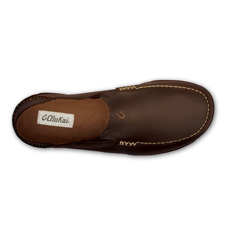 Moloa Men's Leather Slide-On Shoe in Dark Wood and Dark Java