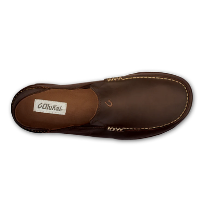 Moloa Men's Leather Slide-On Shoe in Dark Wood and Dark Java