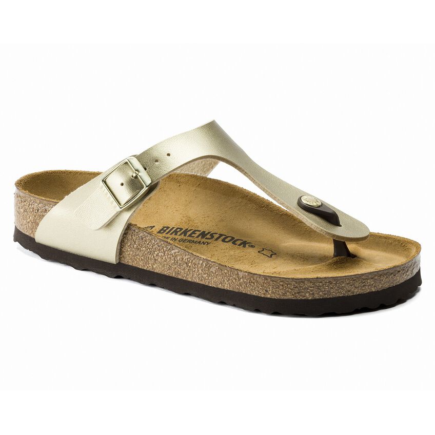 Gizeh Birko-Flor Toe Post Sandal in Gold