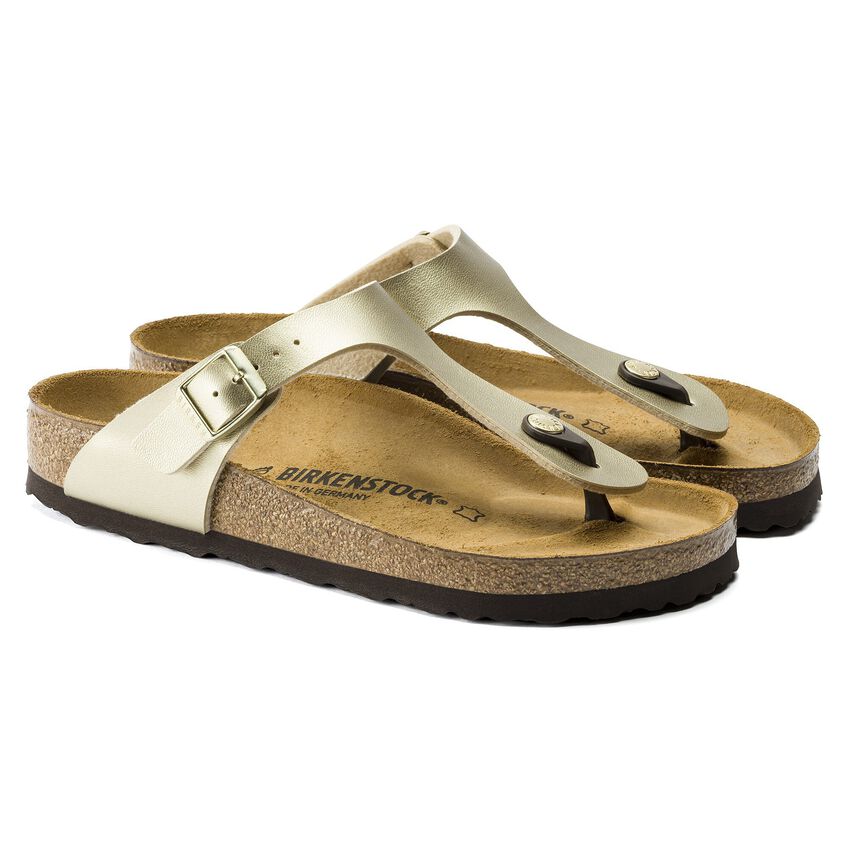 Gizeh Birko-Flor Toe Post Sandal in Gold