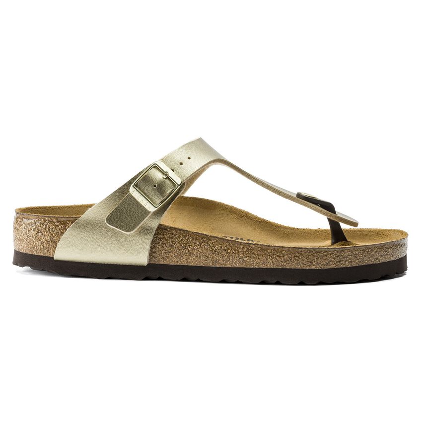 Gizeh Birko-Flor Toe Post Sandal in Gold