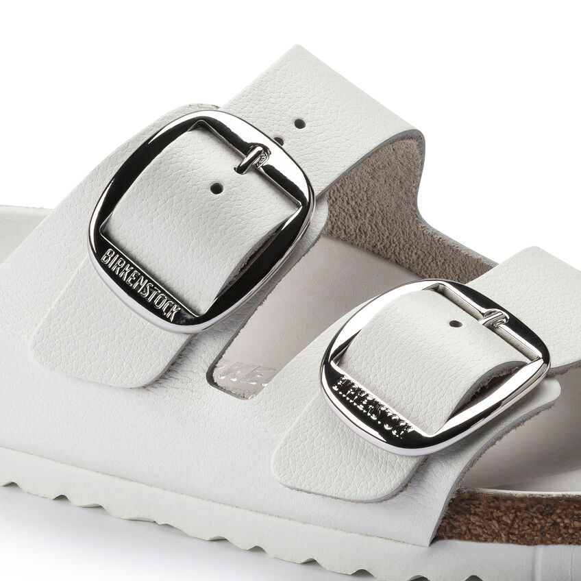 Arizona Big Buckle Classic Footbed Sandal in White Oiled Leather