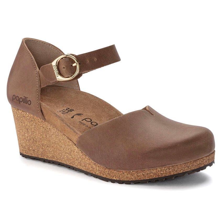 Mary Cork Wedge in Cognac