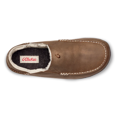 Moloa Men's Premium Leather Slipper in Toffee and Dark Wood