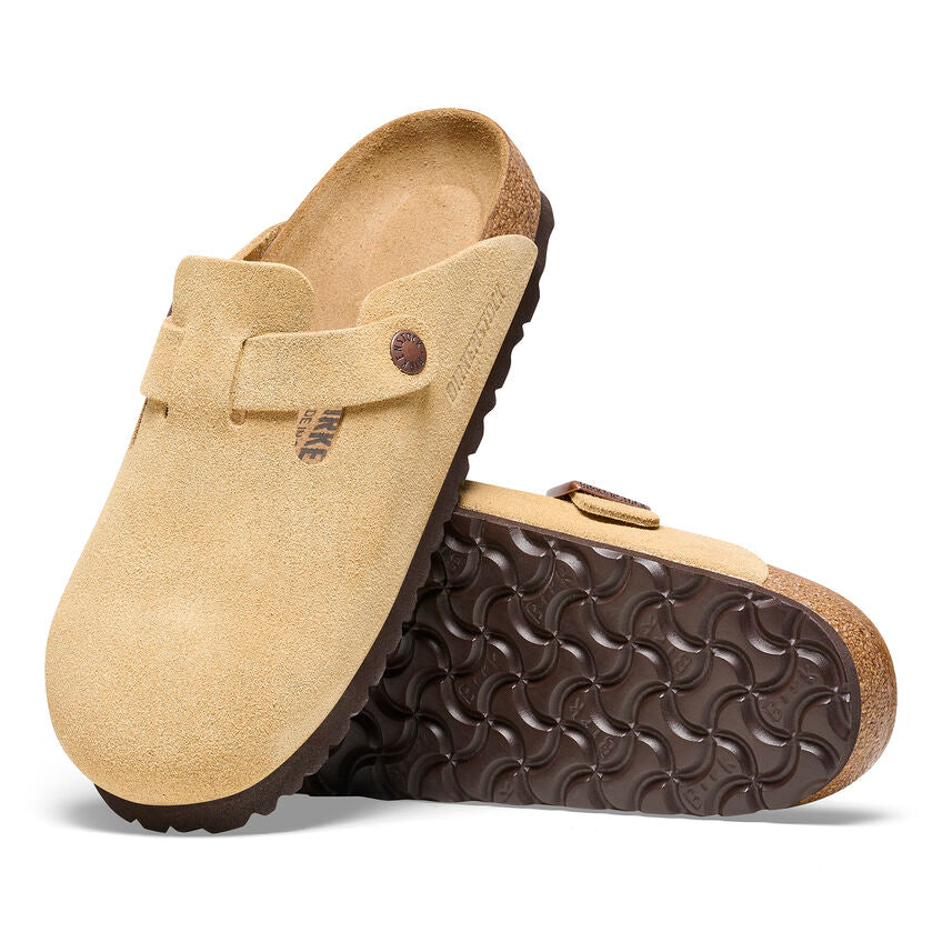 Boston Buckle Classic Footbed Mule in Latte Cream