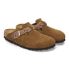 Boston Buckle Classic Footbed Mule in Braided Mink Suede Leather