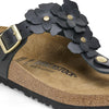 Gizeh Flower Embellishment Oiled Leather in Black