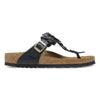 Gizeh Flower Embellishment Oiled Leather in Black