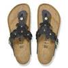 Gizeh Flower Embellishment Oiled Leather in Black