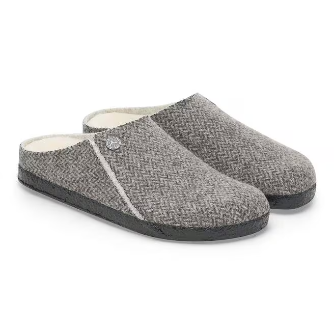 Zermatt Shearling Mule Slipper in Herringbone Gray