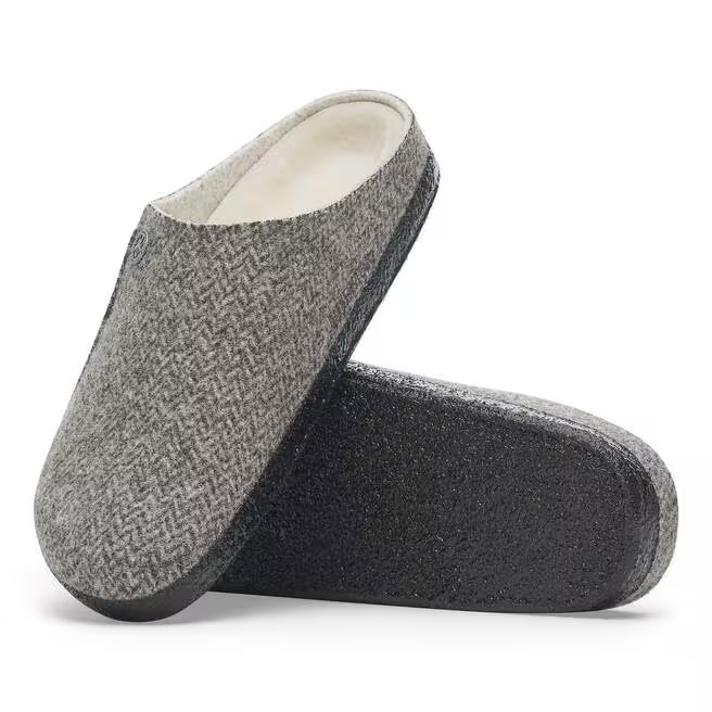Zermatt Shearling Mule Slipper in Herringbone Gray