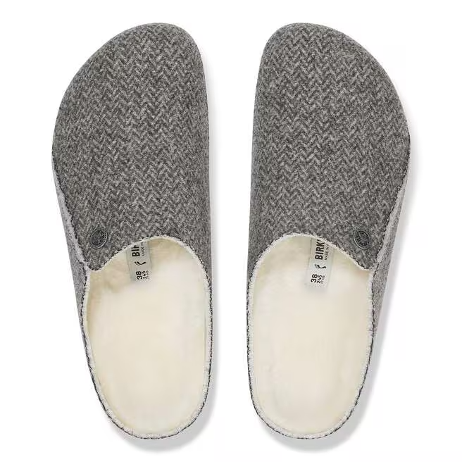 Zermatt Shearling Mule Slipper in Herringbone Gray