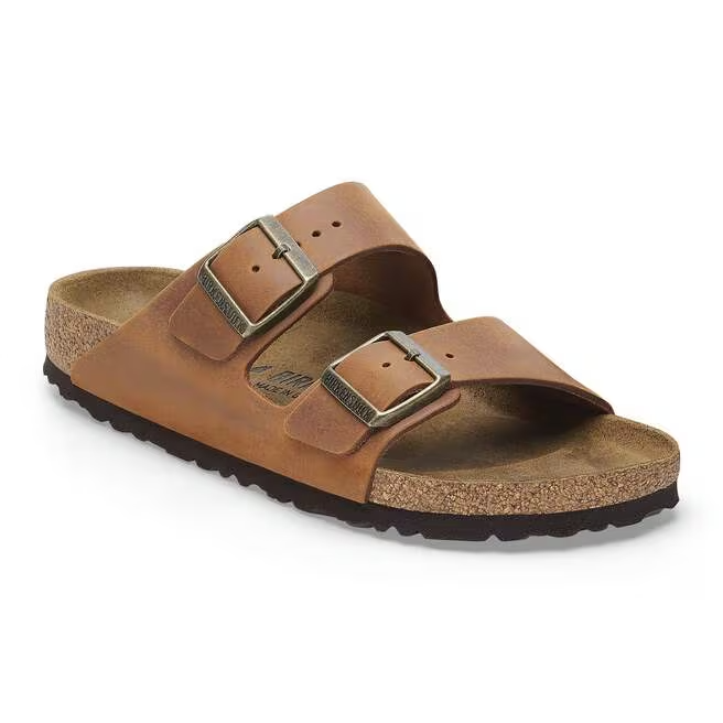 Arizona Sandal In Cognac Oiled Leather