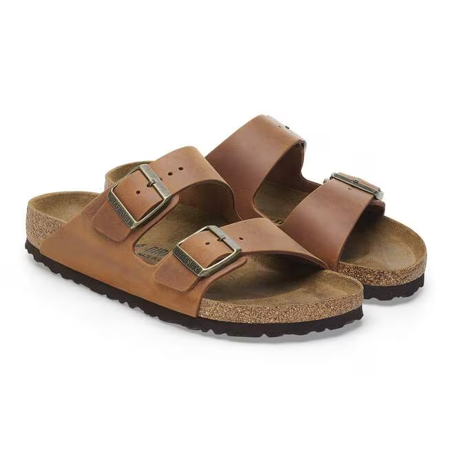 Arizona Sandal In Cognac Oiled Leather