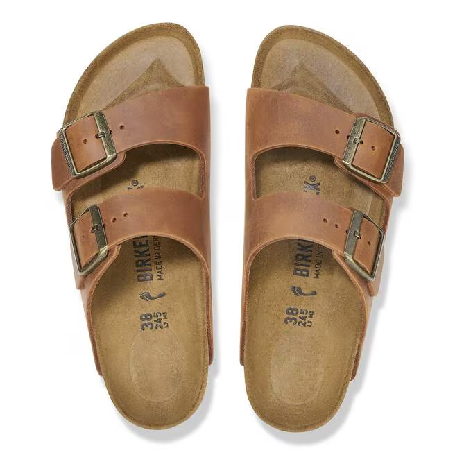 Arizona Sandal In Cognac Oiled Leather