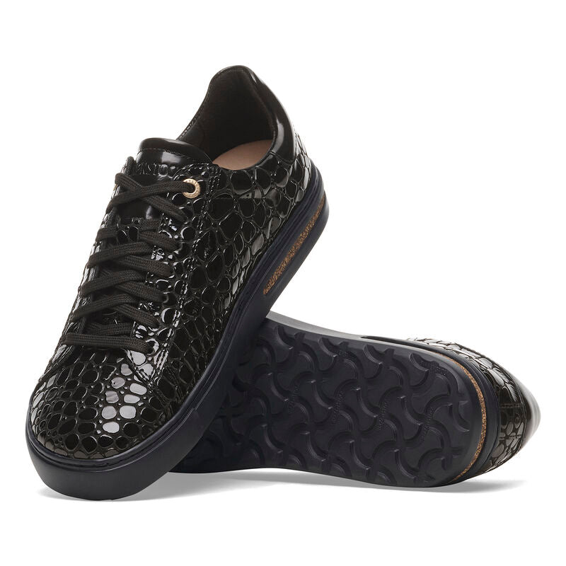 Bend Embossed Leather Sneaker in Patent Leather Black