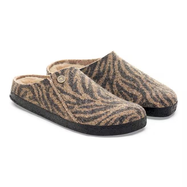 Zermatt Shearling Mule Slipper in Zebra Toffee Melange