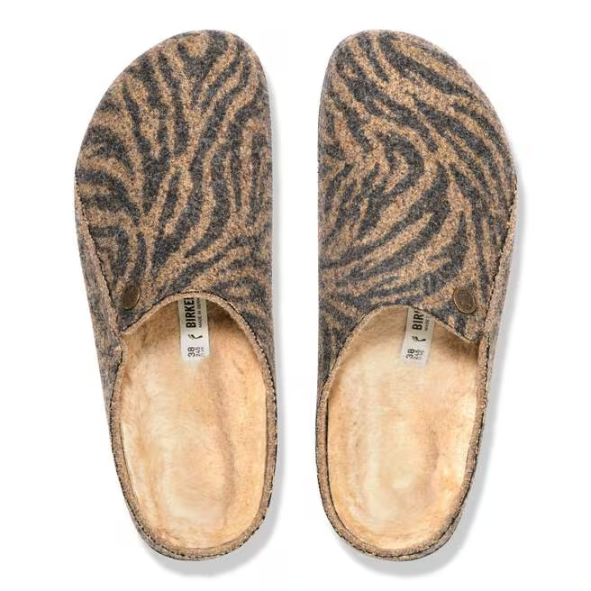 Zermatt Shearling Mule Slipper in Zebra Toffee Melange