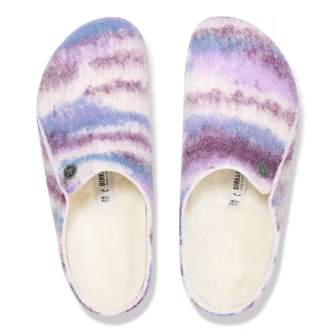 Zermatt Shearling Mule Slipper in Dyed Stripes Mauve
