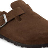Boston Buckle Soft Footbed Mule in Carafe Suede