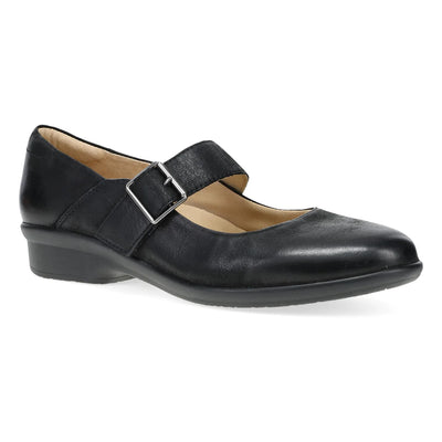 Collette Burnished Nubuck Mary Jane in Black WIDE