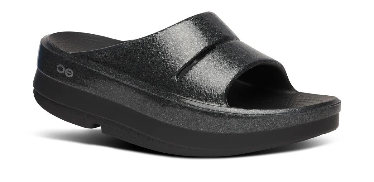 Women's OOmega OOah Slide Sandal in Black Sparkle