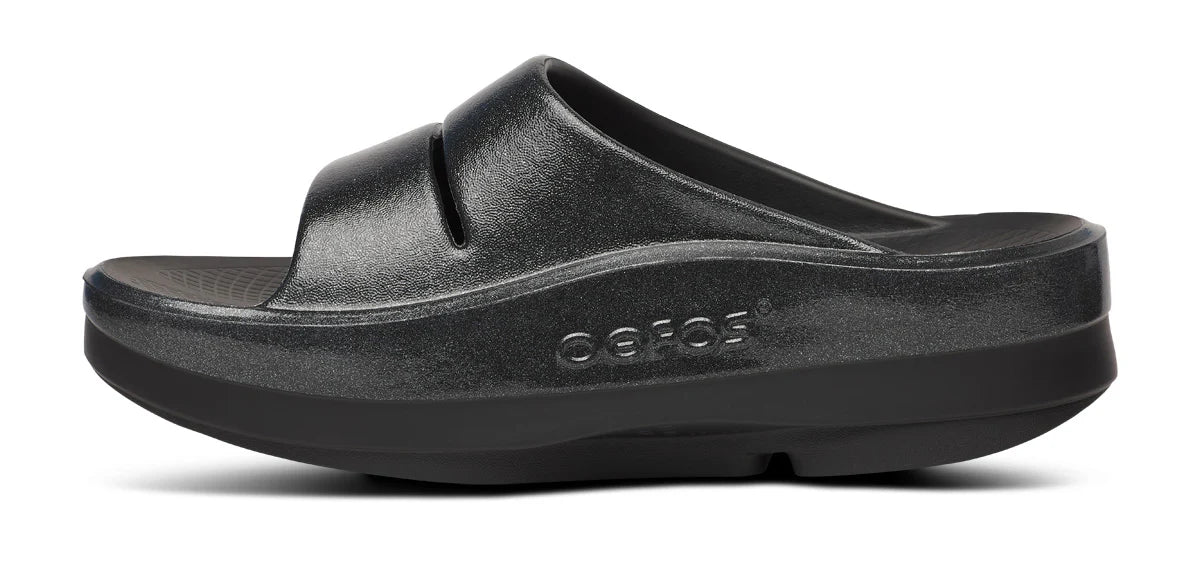 Women's OOmega OOah Slide Sandal in Black Sparkle