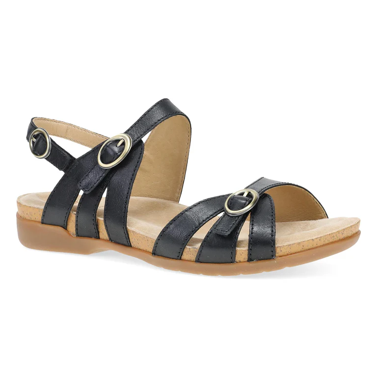 Ruthie Elegant Leather Sandals In Black