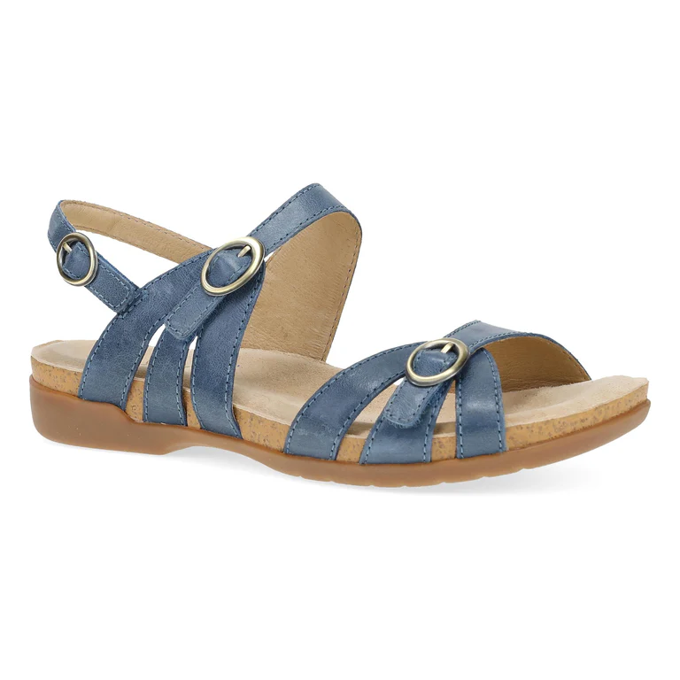Ruthie Elegant Leather Sandals In Marine