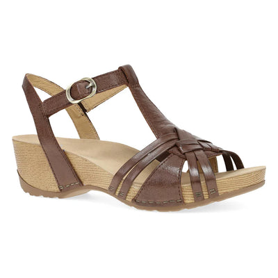 Tia Retro Woven Wedge in Brown