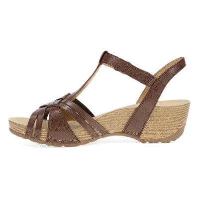 Tia Retro Woven Wedge in Brown